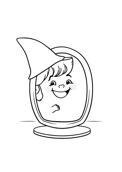 Detailed Happy Enchanted Mirror Coloring Page