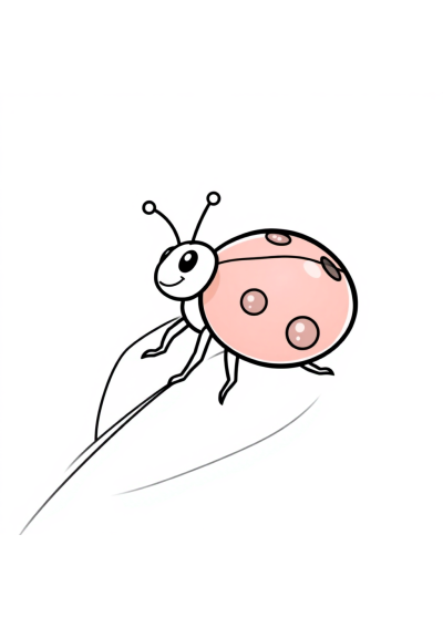 Happy Ladybug On Leaf Coloring Page