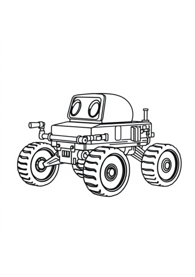 Happy Mars Rover Coloring Page