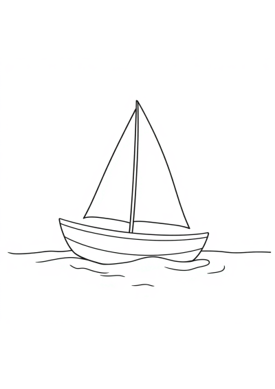 Happy Sailboat On Water Coloring Page