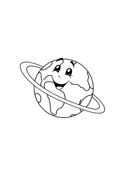 Happy Satellite Orbiting Earth Coloring Page