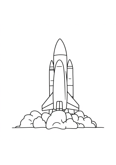 Happy Space Shuttle Launch Coloring Page