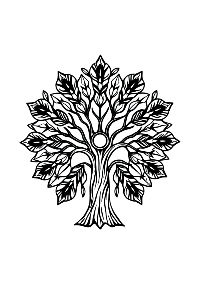 Happy Tree Of Life Mandala Coloring Page