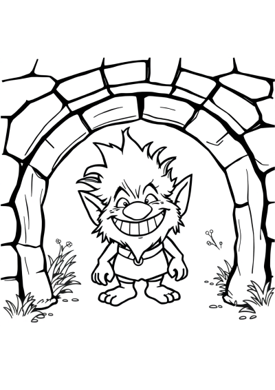 Happy Troll Under Bridge Coloring Page
