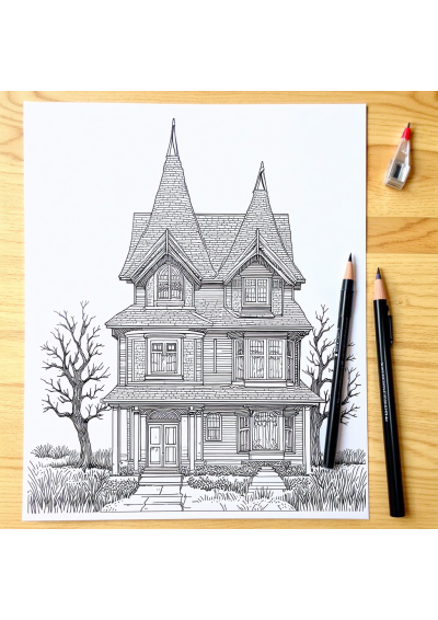 Haunted House Coloring Page