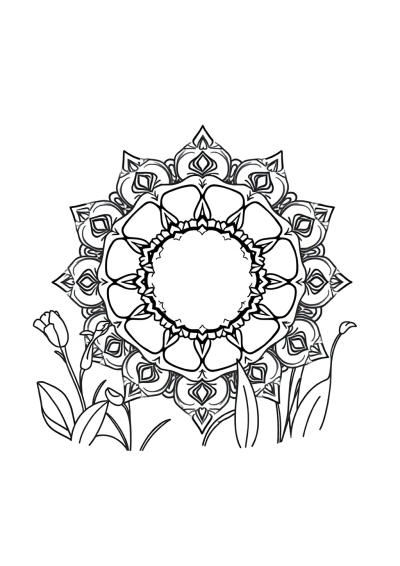 Heart Shaped Mandala In Garden Coloring Page