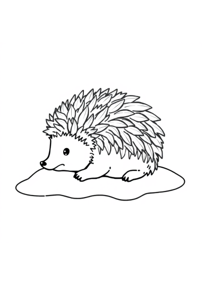 Hedgehog Curled Up On Beach Coloring Page