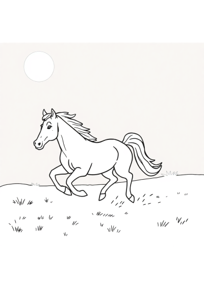 Horse Running At Night Coloring Page