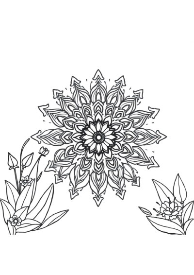 Indian Style Mandala In Garden Coloring Page