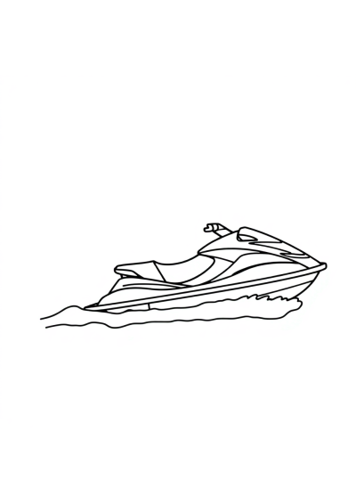 Jet Ski At Night Coloring Page