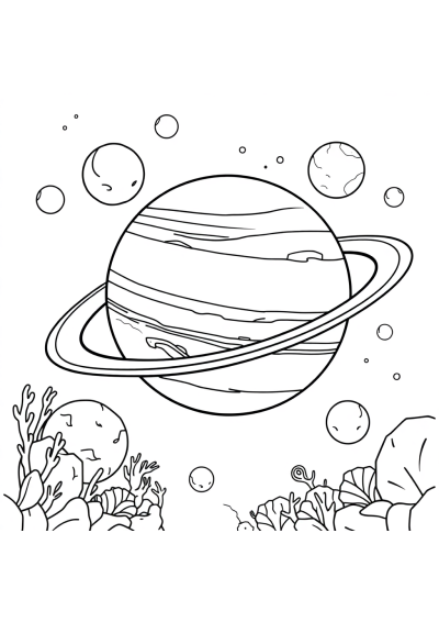 Jupiter And Moons Underwater Coloring Page
