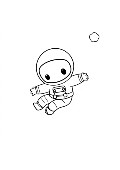 Kawaii Astronaut Floating In Space Coloring Page