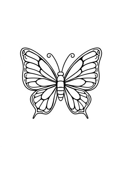 Kawaii Butterfly With Detailed Wings Coloring Page
