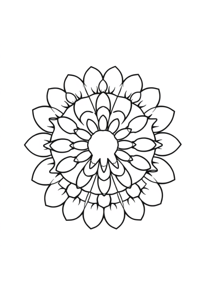 Kawaii Circular Mandala With Petals Coloring Page