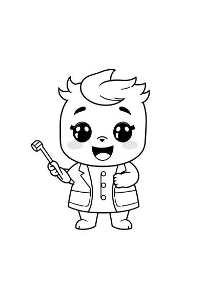 Kawaii Dentist Coloring Page