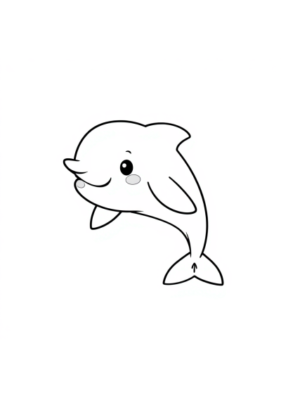 Kawaii Dolphin Jumping Coloring Page