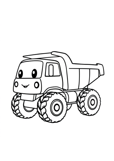 Kawaii Dump Truck Coloring Page