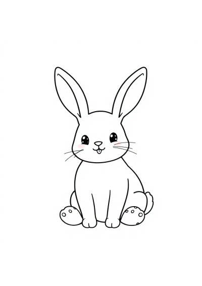 Kawaii Easter Bunny Coloring Page
