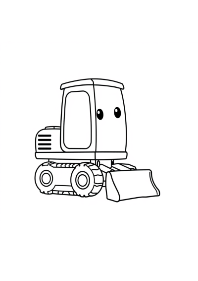 Kawaii Excavator Digging Coloring Page