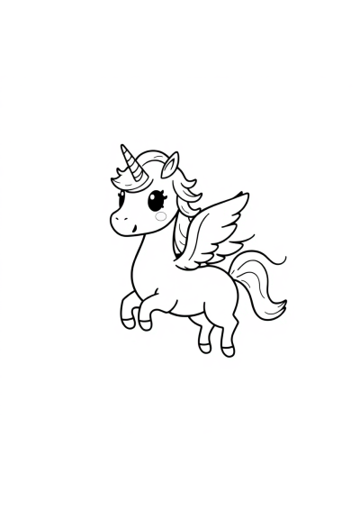 Kawaii Flying Pegasus Coloring Page