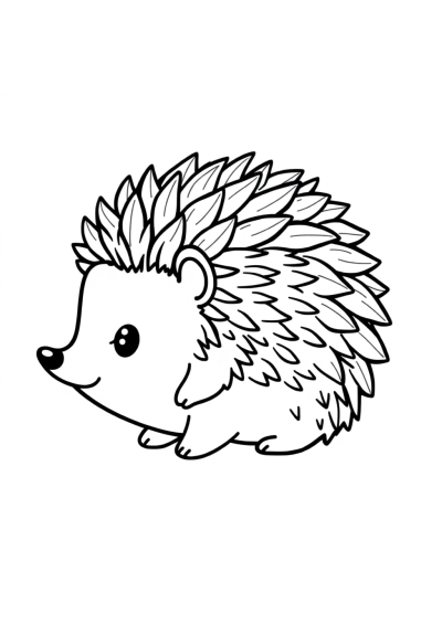 Kawaii Hedgehog Curled Up Coloring Page