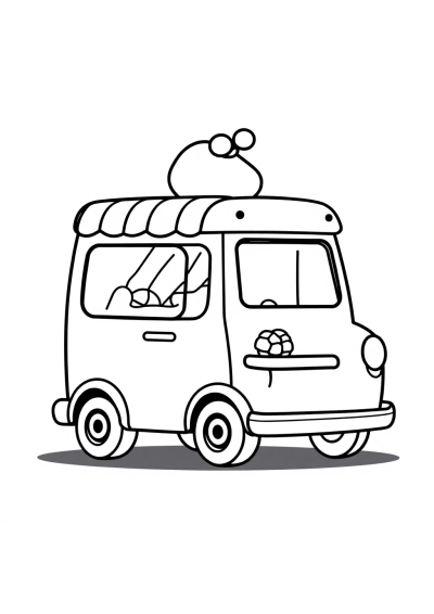 Kawaii Ice Cream Truck Coloring Page