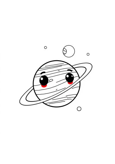 Kawaii Jupiter And Moons Coloring Page
