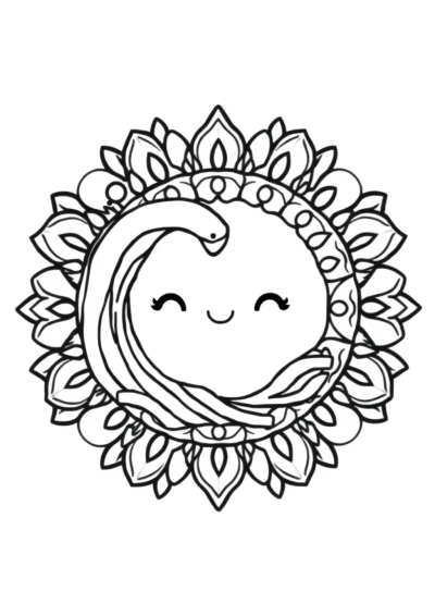 Kawaii Ocean Wave Mandala Coloring Page