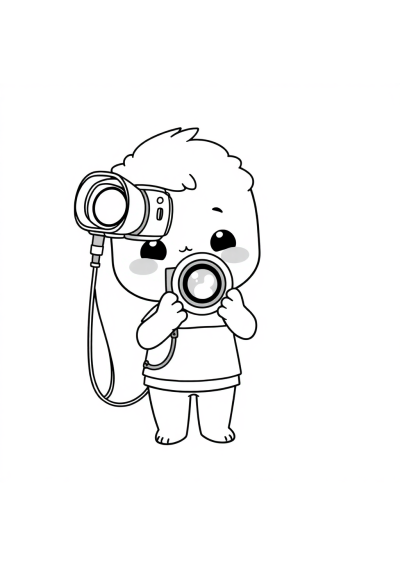 Kawaii Photographer Coloring Page