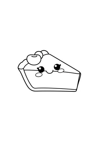 Kawaii Pie Slice Coloring Page