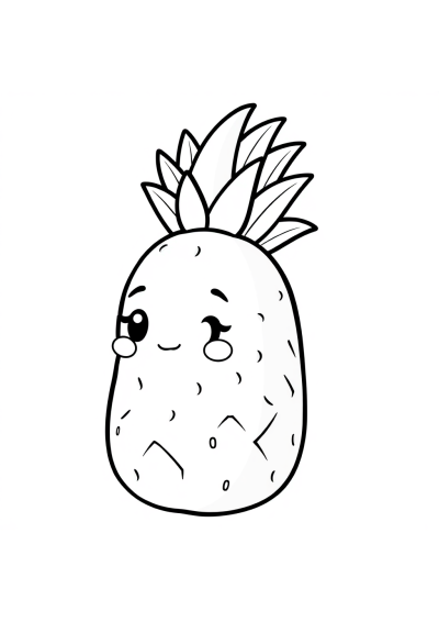 Kawaii Pineapple Coloring Page
