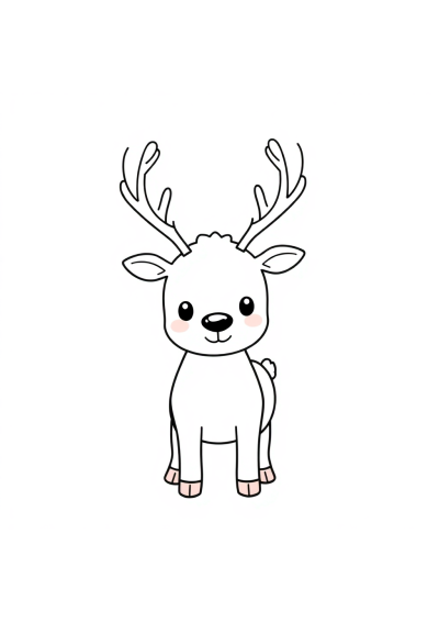 Kawaii Reindeer Coloring Page