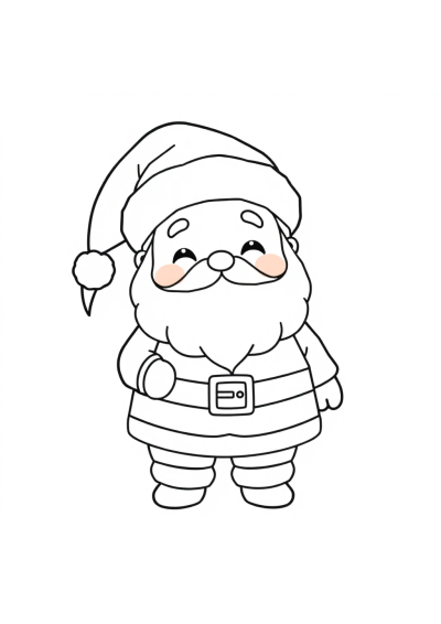Kawaii Santa Claus Coloring Page