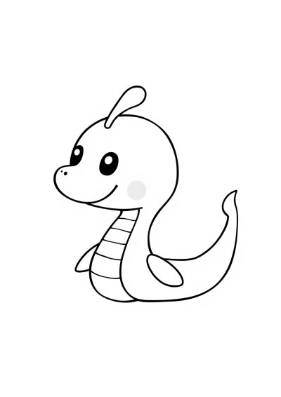Kawaii Sea Serpent Coloring Page