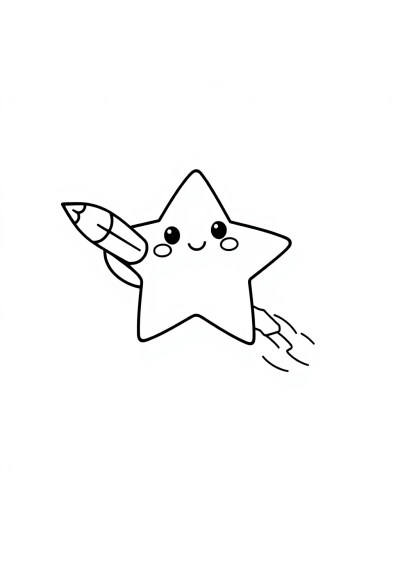 Kawaii Shooting Star Coloring Page