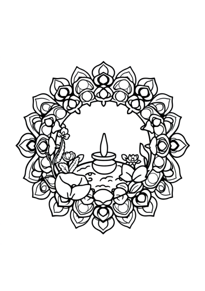 Kawaii Zen Garden Mandala Coloring Page