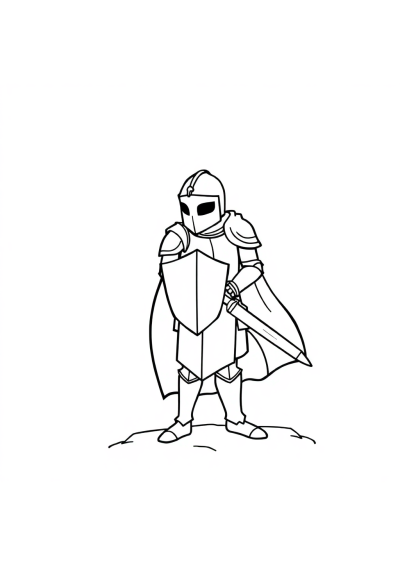 Knight In Armor In Space Coloring Page