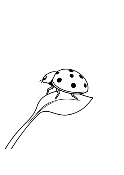 Ladybug On Leaf Coloring Page
