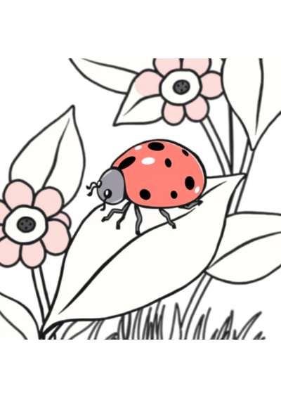 Ladybug On Leaf In Garden Coloring Page