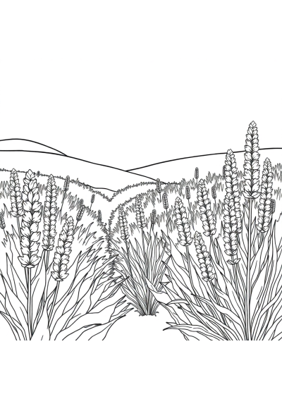 Lavender Field Coloring Page
