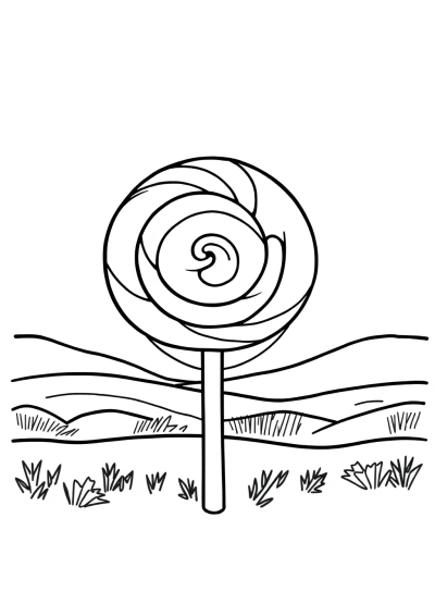 Detailed Lollipop Swirl At Sunset Coloring Page