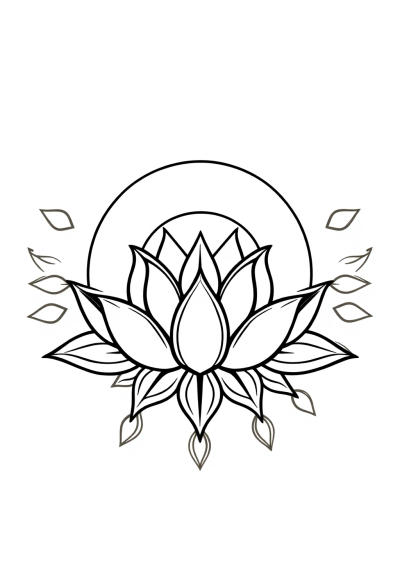 Lotus Mandala Design At Sunset Coloring Page