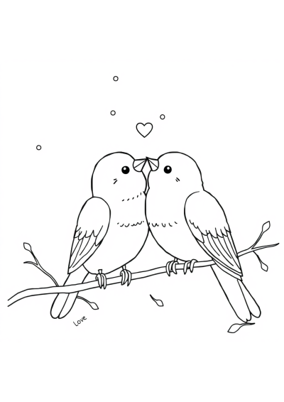 Love Birds At Night Coloring Page