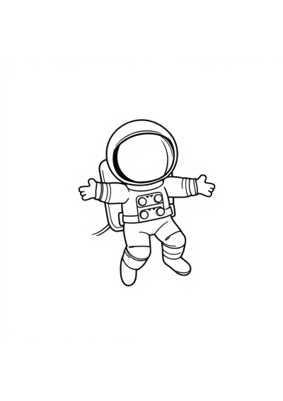 Magical Astronaut Floating In Space Coloring Page