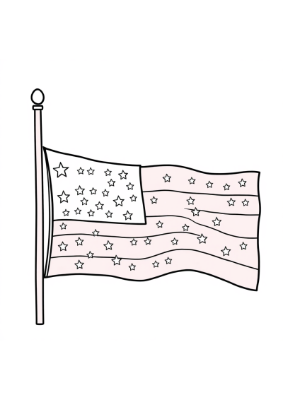 Magical Fourth Of July Flag Coloring Page