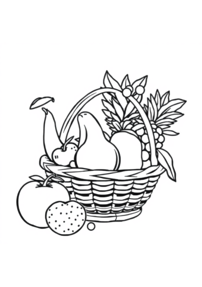 Magical Fruit Basket Coloring Page