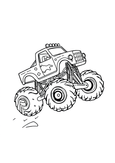 Magical Monster Truck Jumping Coloring Page