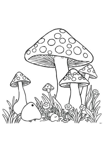 Magical Mushroom Forest Coloring Page