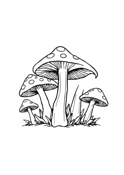 Magical Mushrooms Coloring Page