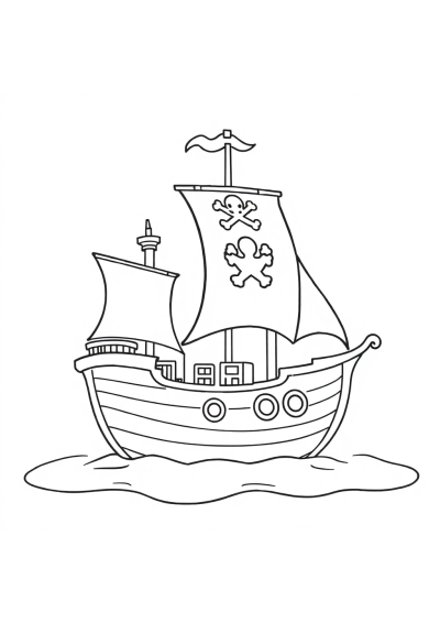 Magical Pirate Ship Coloring Page